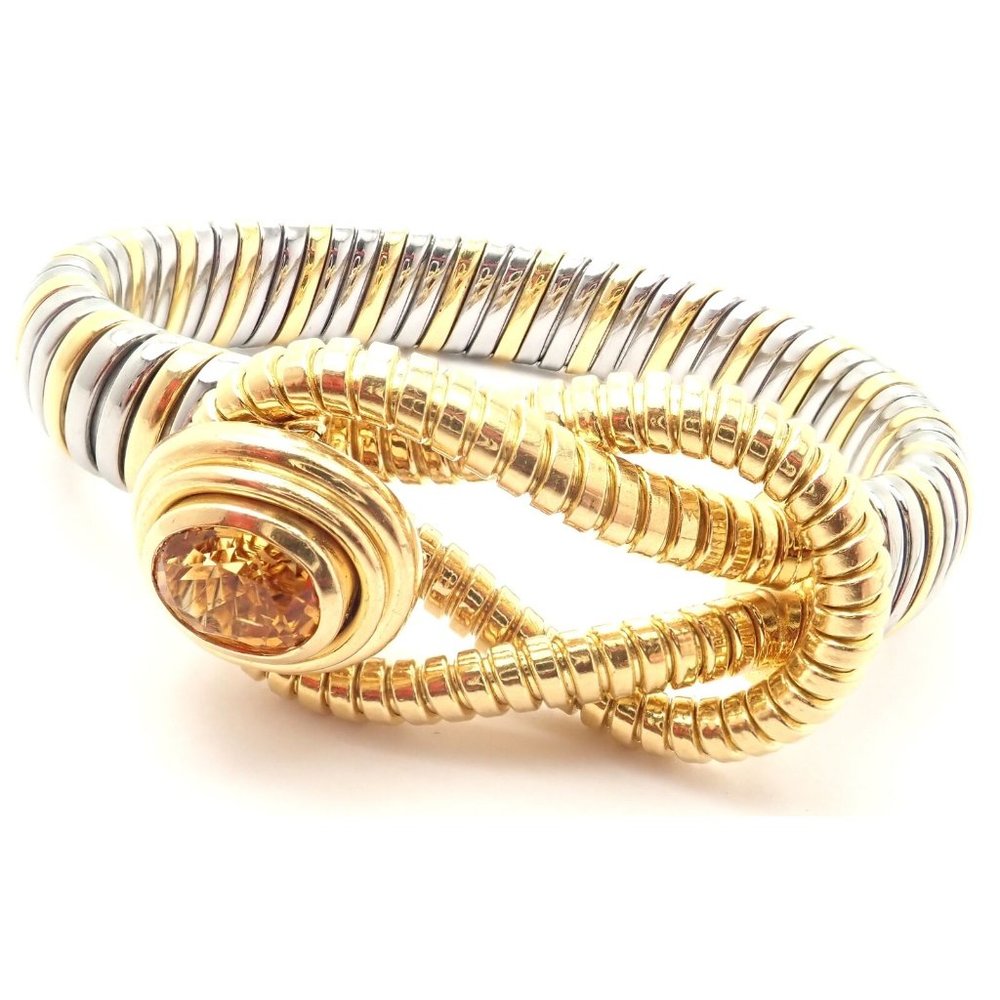 Authentic Cartier Hercules Knot 18k Yellow Gold Stainless Steel Citrine Bracelet